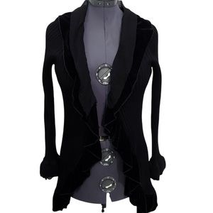 Belldini Waterfall Black Open Long Cardigan Size L
